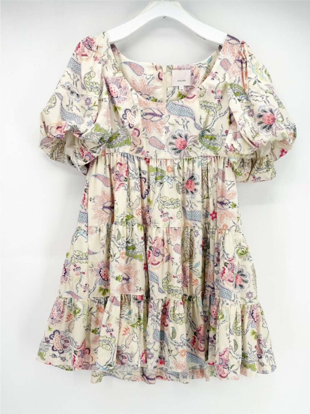 Cinq À Sept Ethel Paisley Puff Sleeve Babydoll Dress In Celeste Multi 6 Coquette - Picture 2 of 9